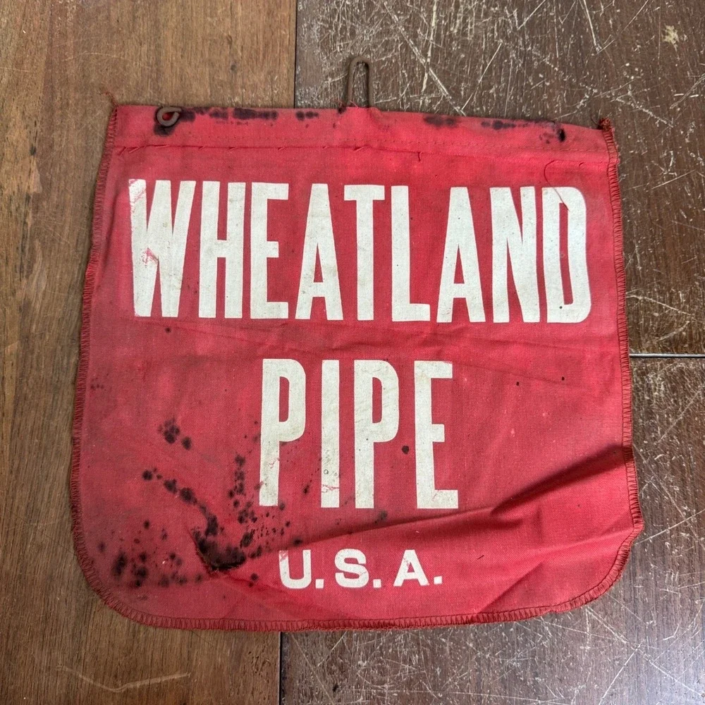 Vintage Wheatland Pipe U.S.A. Red Safety Flag Cotton 12 x‎ 12 inches Decor